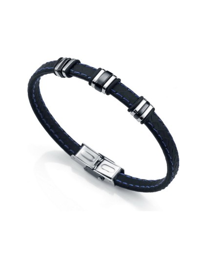 Pulsera Sr Fashion 6333P09013 Hombre Acero con IP negro y silicona