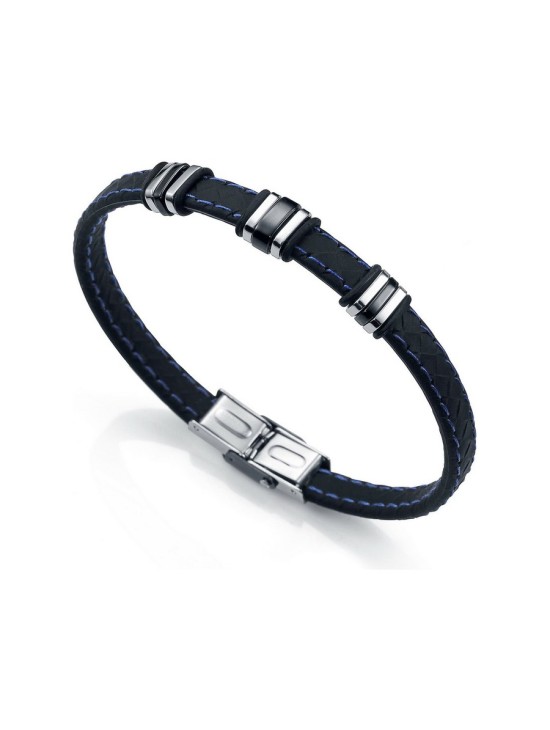 Sr Fashion 6333P09013 Men's Bracelet Black IP Steel & Silicone