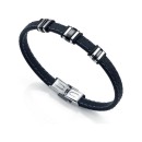 Pulsera Sr Fashion 6333P09013 Hombre Acero con IP negro y silicona negra