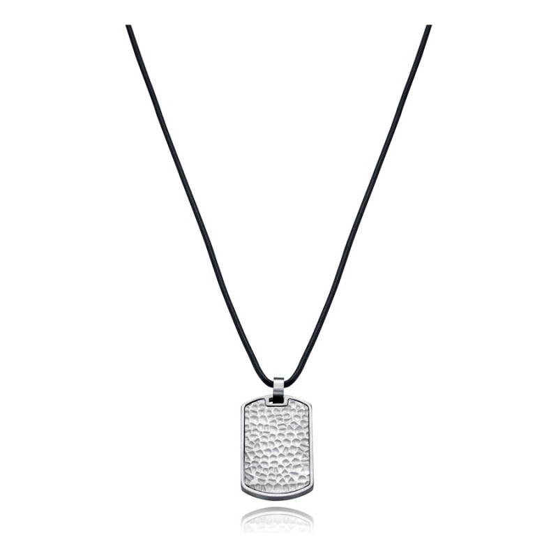 Collar Viceroy 75093C01000 para hombre en acero con baño IP y piel negra