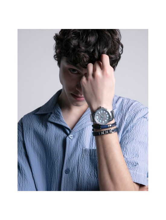 Pulseira Viceroy Magnum 15151P01013 Homem Aço e Pele Bicolor