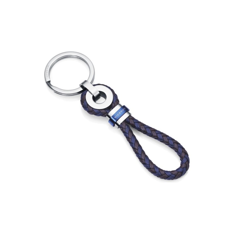 Llavero Viceroy 6403L09019 Hombre Acero IP azul y piel marrón