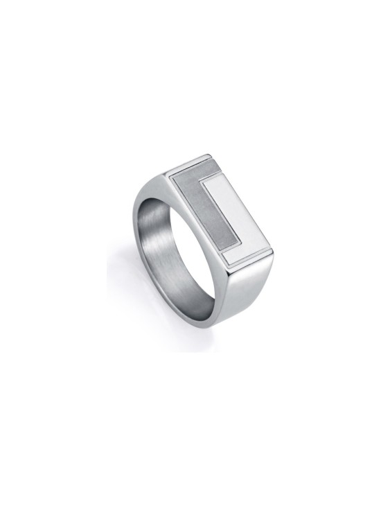 Men's Sr Fashion 75382A02200 Silver Steel Geometric Ring