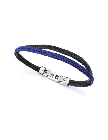 Pulsera Viceroy 15168P01013 hombre piel negra y azul en acero