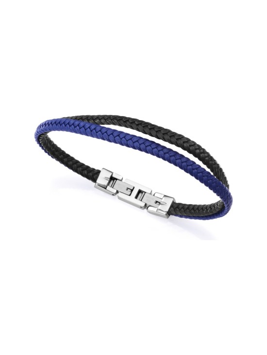 Pulseira Viceroy 15168P01013 Homem Pele Preta e Azul Aço