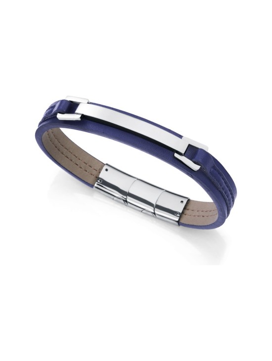 Pulseira Viceroy Fashion 75378P01013 Homem Aço e Pele Azul