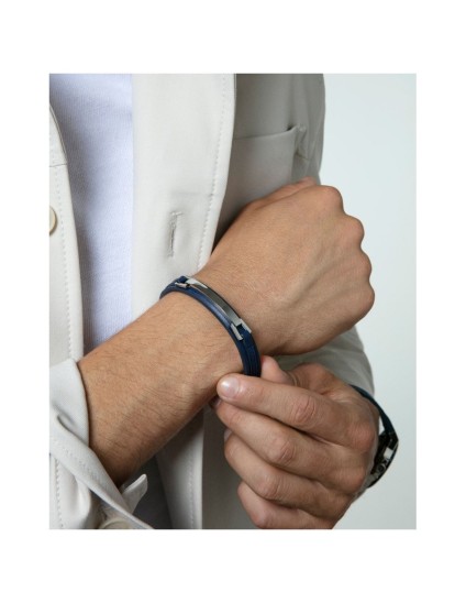 Pulsera Viceroy Fashion 75378P01013 Hombre Acero con Piel Azul