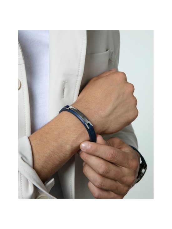 Pulseira Viceroy Fashion 75378P01013 Homem Aço e Pele Azul