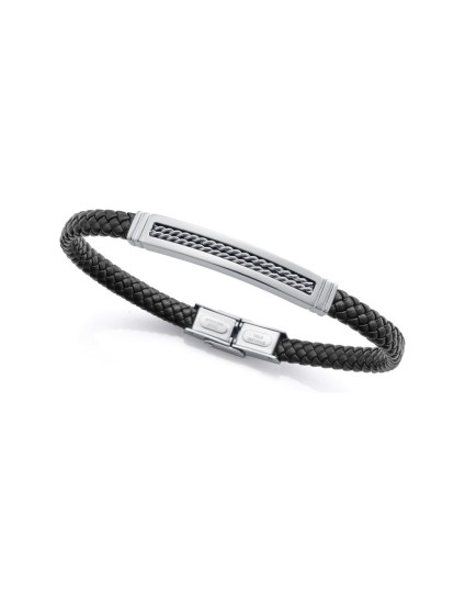 Pulsera Viceroy 15179P01010 Hombre Acero con piel negra