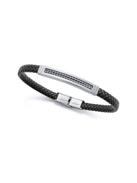 Pulsera Viceroy 15179P01010 Hombre Acero con piel negra