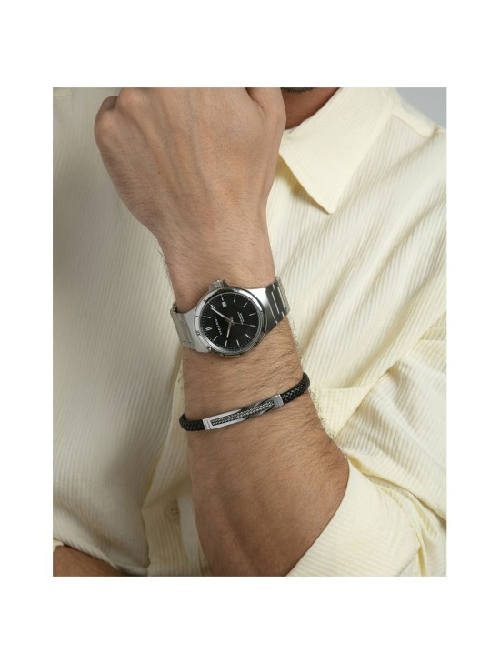 Pulsera Viceroy 15179P01010 Hombre Acero con piel negra