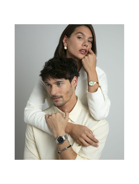 Pulseira Viceroy 15179P01010 Homem Aço com Pele Preta