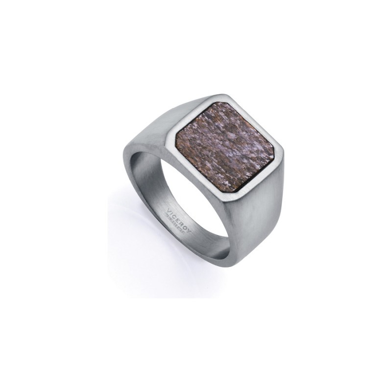 Viceroy 75376A02611 Men's Matte Steel Ring with Natural Stone