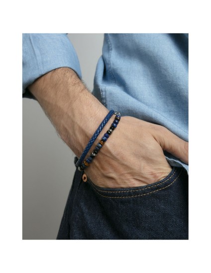 Pulsera Viceroy 15181P01013 Hombre Acero Negro y piel azul