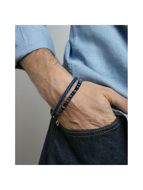 Pulsera Viceroy 15181P01013 Hombre Acero Negro y piel azul