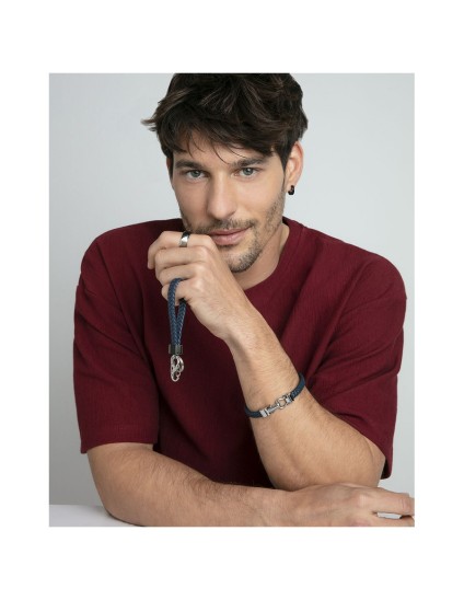 Llavero Viceroy Fashion 75405L01013 Homem Aço IP Preto Pele Azul