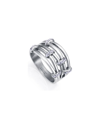 Anel Viceroy 75367A01200 Aço Prateado com Cristais Brancos Elegante