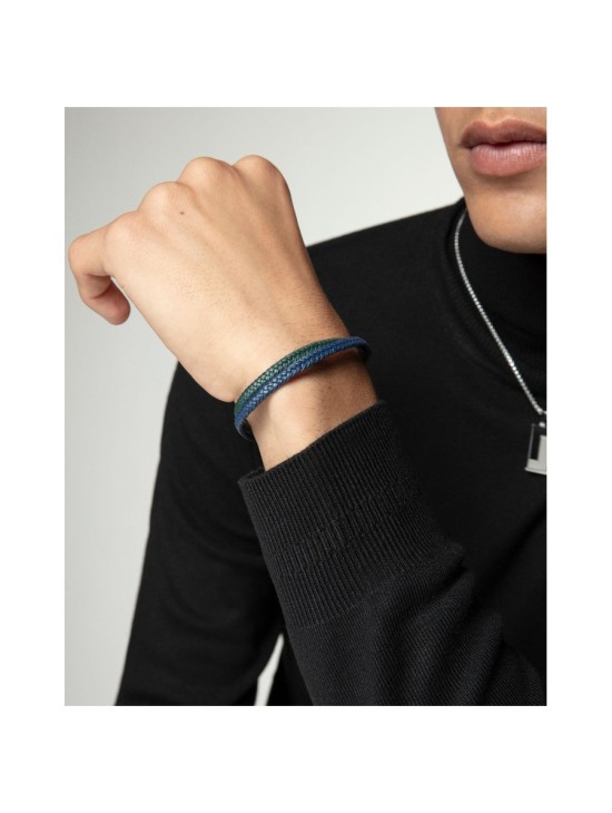 Pulsera Viceroy 15168P01016 hombre acero y piel bicolor moderna