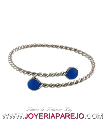 Pulseira em Prata de Lei Tomiza com Esmalte Azul | Envio Grátis