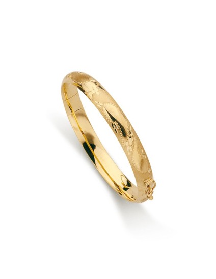 Pulsera de media caña tallada oro 18k 8mm | Joyería [Brand]