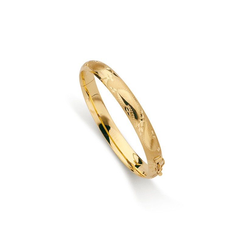 Pulsera de media caña tallada oro 18k 8mm | Joyería [Brand]