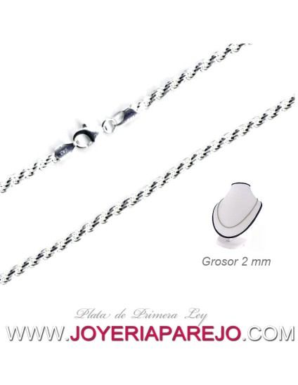 Cadena Modelo Salomónica Plata 50cm + Envío Gratis